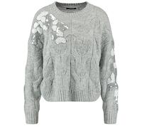 Taifun Damen Pullover mit Pailletten-Zier Langarm, Strickbündchen Melange, unifarben Silver Shine Gemustert 40