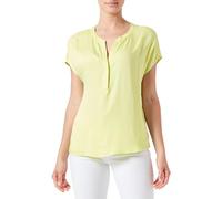 Taifun Damen Seidig schimmerndes Blusenshirt überschnittene Schultern, Kurzarm unifarben Fresh Lemon 44