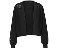 Taifun Damen Strickjacke mit Pailletten-Zier Ballonärmel, Ärmelbündchen, Langarm unifarben Schwarz 36