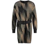 Taifun Damen Strickkleid Langarm, Ärmelbündchen, überschnittene Schultern Gemustert knieumspielend Wood Gemustert 36