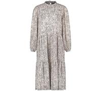 Taifun Damen Stufenkleid in Midilänge Ballonärmel, Manschetten, Langarm Gemustert wadenlang Champagne Gemustert 44