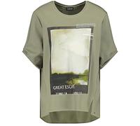 Taifun Damen T-Shirt 1/2 Arm T Shirt, Reed Green Gemustert, 36