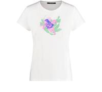 Taifun Damen T-Shirt mit Frontprint Kurzarm Frontprint Offwhite Gemustert 38