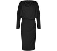 TAIFUN Damen Feminines Kleid mit Wasserfallausschnitt Schwarz, 36