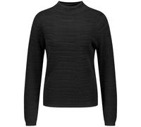 TAIFUN Damen Pullover mit Wellen-Struktur Langarm Viskose, Schwarz, 40