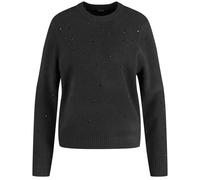 TAIFUN Damen Pullover mit Deko-Steinchen Langarm, Schwarz, 42
