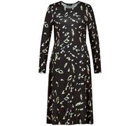 Taifun Damen Shirtkleid mit langem Arm Langarm Gemustert kniebedeckend Schwarz Gemustert 38