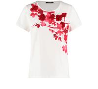 TAIFUN - T-Shirt mit Stoffblüten-Dekor beige/weiß - Gr. - 36