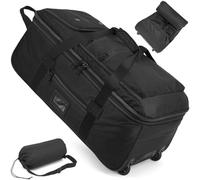 TAIHOYIN Faltbare Reisetasche mit Rollen Groß 85-100L Erweiterbare Handgepäck Tasche Duffel Bag Rolltasche Reise mit Rädern und Mehreren Taschen Packbar für Camping Urlaub 30''/76cm, Schwarz