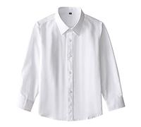 Taille Bluse Mädchen Formale Baby-Knopfchen tragen Hemden Kinder Weiße Mädchen Töpfe Funktionsshirt Kinder Langarm Einfarbig ohne Taschen (White, 12-13 Years)
