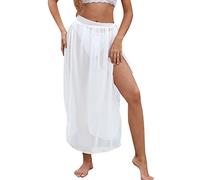 Taille Rock Farbe Hohe Casual Frauen Split Rock Strand Träger Solide Sexy Sommer Rock Mini Rock Transparent, weiß, One size