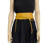 Taillengürtel "Beta", Damen, Gr. onesize, gelb (senf), Leder, COLLEZIONE ALESSANDRO, unifarben, Basic, Gürtel, zum Binden, aus Rindsleder, ca. 250cm Länge (71185437-0) senf