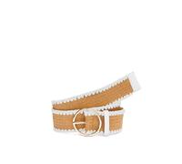 Taillengürtel LASCANA "Stretchgürtel, Bauchgürtel, Schmuckgürtel, Gürtel für Kleid & Overall", Damen, Gr. 95, beige (beige, weiß), Kunstfaser, mehrfarbig, Gürtel, in moderner Bast-Optik mit Shaping-Ef