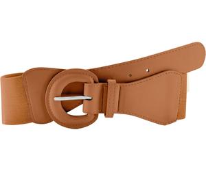 Taillengürtel LASCANA "Stretchgürtel, Gürtel für Kleid & Overall, Bauchgürtel", Damen, Gr. 85, braun (camel), Lederimitat, Synthetik, Textil, unifarben, Gürtel, mit großer Schnall und Shaping-Effekt d