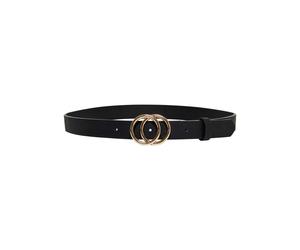 Taillengürtel ONLY "ONLRASMI FAUX LEATHER JEANS BELT", Damen, Gr. 85, schwarz (schwarz with gold buckle), Kunstfaser, unifarben, Gürtel, Lederimitat (60492138-85) schwarz with gold buckle
