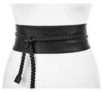 Taillengürtel TAMARIS, Damen, Gr. XL, schwarz, Rindsleder, unifarben, Gürtel, Tailliengürtel mit geflochtenem Bindeband (58700203-XL) schwarz