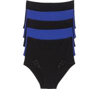 Taillenslip BONPRIX, Damen, Gr. 48/50 (XL), 5 Stk., blau (saphirblau, schwarz), Obermaterial: 95% Baumwolle, 5% Elasthan. Spitze: 100% Baumwolle, Unterhosen Taillenslip (33314521-48) saphirblau, schwa