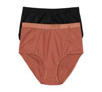 Taillenslip BONPRIX "Highwaist Slip ( 2er Pack)", Damen, Gr. 40/42 (M), 2 Stk., schwarz (schwarz, zimt), Obermaterial: 92% Polyamid, 8% Elasthan. Futter: 92% Polyamid, 8% Elasthan, Unterhosen Taillens