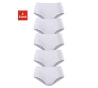 Taillenslip, Damen, Gr. 44/46, weiß, Obermaterial: 95% Baumwolle, 5% Elasthan, PETITE FLEUR BY LASCANA, unifarben, körpernah, Unterhosen Taillenslip, aus elastischer Baumwoll-Qualität (381851-44) weiß