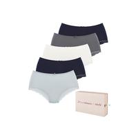 Taillenslip LASCANA, Damen, Gr. 32/34, blau, Single Jersey, Obermaterial: 95% Baumwolle, 5% Elasthan, unifarben, körpernah, Unterhosen Taillenslip, aus elastischer Baumwolle mit zarter Spitze, mit Auf