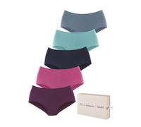 Taillenslip LASCANA, Damen, Gr. 36/38, aubergine, pink, navy, mint, blau, Single Jersey, Obermaterial: 95% Baumwolle, 5% Elasthan, unifarben, körpernah, Unterhosen, aus Baumwolle, mit schöner Aufbewah