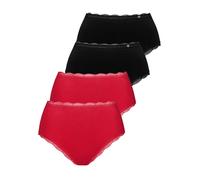 Taillenslip LISCA "4er Pack Damen Taillenslip Everyday", Damen, Gr. M, bunt (schwarz, rot), Obermaterial: 80% Baumwolle CO. 10% Polyamid PA. 10% Elasthan EL., Unterhosen Taillenslip (23350401-M) schwa