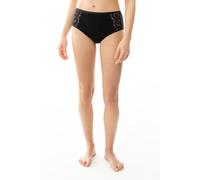 Taillenslip MEY "Wool Love", Damen, Gr. S/M, schwarz, Obermaterial: 70% Schurwolle, 30% Seide, körpernah, Unterhosen Taillenslip, florale Spitze, Merino-Schurwolle, wärmend (68564904-S) schwarz