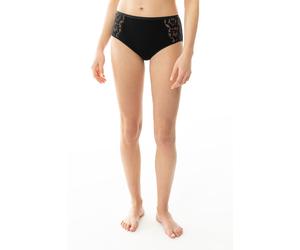 Taillenslip MEY "Wool Love", Damen, Gr. S/M, schwarz, Obermaterial: 70% Schurwolle, 30% Seide, körpernah, Unterhosen Taillenslip, florale Spitze, Merino-Schurwolle, wärmend (68564904-S) schwarz