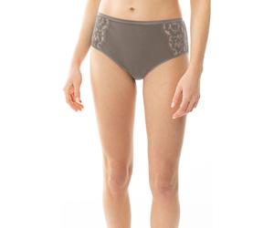 Taillenslip MEY "Wool Love", Damen, Gr. XXS/XS, grau (deep taupe), Obermaterial: 70% Schurwolle, 30% Seide, körpernah, Unterhosen Taillenslip, florale Spitze, Merino-Schurwolle, wärmend (64720855-XXS)
