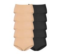 Taillenslip PETITE FLEUR, Damen, Gr. 32/34, schwarz (beige, schwarz), Single Jersey, Obermaterial: 95% Baumwolle, 5% Elasthan, unifarben, körpernah, Unterhosen Taillenslip, aus elastischer Baumwolle, 