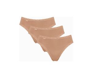 Taillenslip SLOGGI "24/7 Cotton Lace", Damen, Gr. 38, beige, Jersey, Obermaterial: 96% Baumwolle, 4% Elasthan (LYCRA), gemustert, unifarben, körpernah, Unterhosen Taillenslip, mit edler Spitze und fla