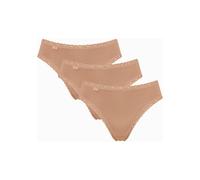 Sloggi Single-Jersey Damen-Slip 24/7 Cotton Lace im 3er-Pack braun-beige 40