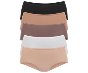 Taillenslip VIVANCE BY LASCANA, Damen, Gr. 32/34, bunt (beige, creme, taupe, schwarz, caramel), Single Jersey, Obermaterial: 95% Baumwolle, 5% Elasthan, unifarben, bequem, Unterhosen Taillenslip, aus 
