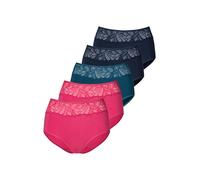 Taillenslip VIVANCE, Damen, Gr. 36/38, bunt (pink, navy, petrol), Obermaterial: 95% Baumwolle, 5% Elasthan. Spitze: 90% Polyamid, 10% Elasthan, unifarben, körpernah, Unterhosen Taillenslip, aus elasti