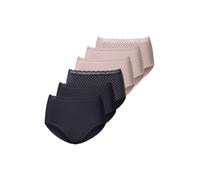 Taillenslip VIVANCE, Damen, Gr. 44/46, 6 Stk., bunt (navy, rose), Single Jersey, Obermaterial: 95% Baumwolle, 5% Elasthan, gepunktet, unifarben, Unterhosen Taillenslip, angenehm elastische Qualität (6