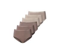 Taillenslip VIVANCE, Damen, Gr. 44/46, 6 Stk., grau (taupe, beige), Single Jersey, Obermaterial: 95% Baumwolle, 5% Elasthan, gepunktet, unifarben, Unterhosen Taillenslip, angenehm elastische Qualität 