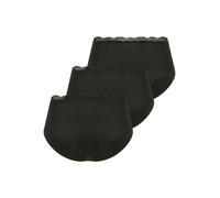 Taillenslip YSABEL MORA "BASIC COLLECTION COTTON WITH LACE", Damen, Gr. L, schwarz, Obermaterial: 95% Baumwolle, 5% Elasthan, unifarben, Unterhosen Taillenslip, hochgeschnitten und mit zarter Spitze v