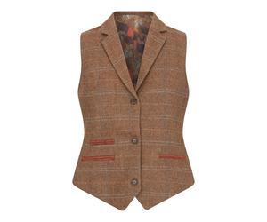 Tailored Fit Tweedweste für Damen in Eichenbraun mit Fischgrätenmuster EU 42 / UK 14