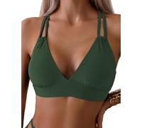 Tainehs Damen-Bikinioberteil, Push-Up-Bikini, V-Ausschnitt, überkreuzter Rücken, gepolsterter Badeanzug, nur Oberteil, Grün (Army Green), XX-Large