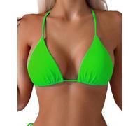 Tainehs Damen Sexy Neckholder Tanga Bikini Tie Two Side Bottom Triangle Bikini Badeanzüge, neon Green, X-Large