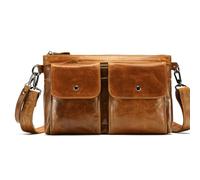 TAINIU Vintage gewachstes Leder Messenger Bag für Herren - Vollnarbiges Rindsleder Crossbody Sling Bag mit mehreren Taschen, Arbeit Reise Satchel Geldbörse, Geschenk für Papa Ihn