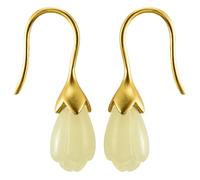 TAIOYHD Hetian-Jade-Magnolien-Ohrringe, 925er-Sterlingsilber-Haken, natürliche Jade-Blumen-Ohrhänger for Frauen, 25 x 7 mm, zarter Schmuck for den Alltag/Party