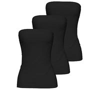 TAIPOVE Damen Tube Top Baumwolle Trägerlos Camisole Crop Länge Sexy Niedlich Sommer Shirts 3 Packungen, 3pcs Schwarz, Groß