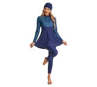 TaissBocco Modest Muslim Swimwear for Women Long Sleeve Full Cover Swimming Costume Burkini Beachwear(S, T4)