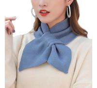 TAITUS Damen Strickschal mit Kreuzkragen,Kreuz-Schleifen-Schal,Musselin Schal Fashion Damen Winter Schal,Kreuz-Halsschutz und Lätzchen,Modischer Seidenschal, Winter, kurz, Warmer Schal (Blau)