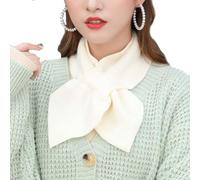 TAITUS Damen Strickschal mit Kreuzkragen,Kreuz-Schleifen-Schal,Musselin Schal Fashion Damen Winter Schal,Kreuz-Halsschutz und Lätzchen,Modischer Seidenschal, Winter, kurz, Warmer Schal (Beige)