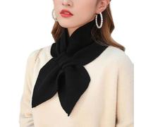 TAITUS Damen Strickschal mit Kreuzkragen,Kreuz-Schleifen-Schal,Musselin Schal Fashion Damen Winter Schal,Kreuz-Halsschutz und Lätzchen,Modischer Seidenschal, Winter, kurz, Warmer Schal (Schwarz)