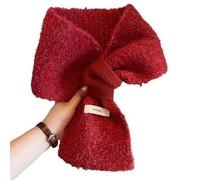 TAITUS Kleiner Strickschal für Damen, Warmer Häkelschal für Herbst und Winter, Musselinschal, modischer Winterschal für Damen, Damenschals für den Winter, Kleiner Strickschal für Damen (M,Red)