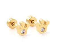 Taj Krone Ohrstecker mit 1 Zirkon - Edelstahl (Gold/Silber - 18K vergoldet) - Gold