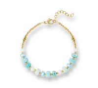 Tajra Armband mit bunten Hämatit Steinen - Edelstahl (Gold - 18K vergoldet) - Blau